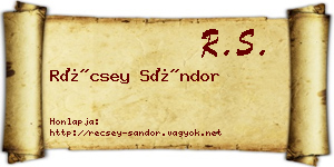Récsey Sándor névjegykártya